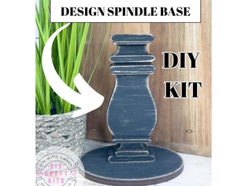 Interchangeable Spindle Base DIY Craft Kit | Everyday Mantle Shelf Decor Wood | Seasonal for inserts | Adult Craft paint at home