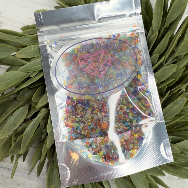 2 oz Rainbow 1-3 mm Irregular Crushed Broken Glass, Shattered Glass for Resin, Glass Geode, Resin Art Materials, Glass Chips