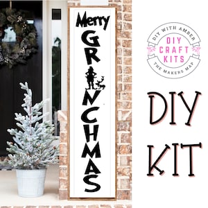 Merry Grinchmas Porch leaner Add on Pieces DIY Craft Kit | Unfinished Wood Blank Leaning Sign Front Door Christmas Decor