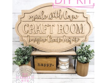 Craft Room Sign DIY Kit | Adult Crafting | Craft Room Decor | Crafter Mom Gift | She Shed Decor | Workshop Sign | Unfinished Wood ck1132