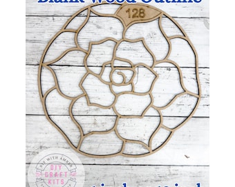 Unfinished Style 128 Flower Burst Laser Cut Wood Outline Blank DIY | Wood Flower Sun Catcher Resin Crushed Glass Decor Faux Stained Glass