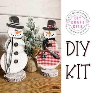 Blank Pair of Snowman cut outs DIY Kit | Unfinished Wood Craft Blanks | Paint Activity | Winter Christmas Xmas Snowgirl Snow man couple