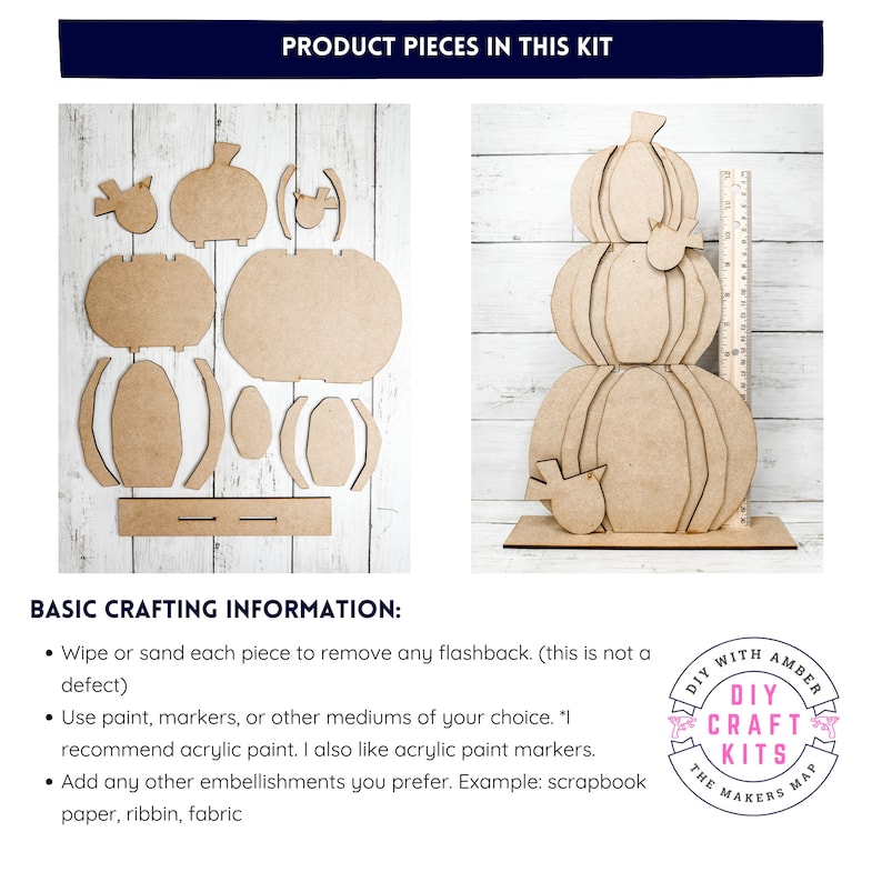 Stacked Pumpkins DIY Craft Kit | Standing Pumpkin | Wooden Fall Decor ...