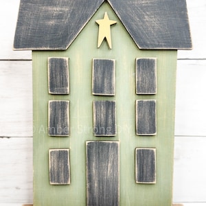 8 Window Saltbox House Shelf Sitter DIY Kit | Primitive House Silhouette | Farmhouse Salt Box Home Shape | ck1148