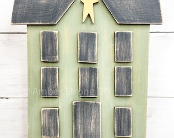 8 Window Saltbox House Shelf Sitter DIY Kit | Primitive House Silhouette | Farmhouse Salt Box Home Shape | ck1148