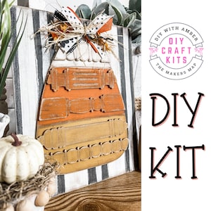 Spindle Candy Corn Crafting DIY Kit | Unfinished Wood Craft Kit | Paint ...