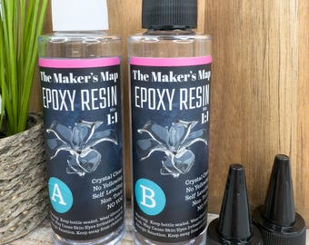 Crystal Clear 8oz Clear Epoxy Resin + Hardener A + B 1:1 mix ratio Crafting Art Epoxy Resin Jewelry, Molds, Sun Catchers, Faux Stained Glass