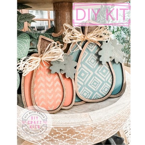 Framed Pumpkins DIY Craft Kit | Tiered Tray Pumpkin | Wooden Fall Decor | Pumpkin Shelf Sitter | Farmhouse Autumn Fall Harvest Pumpkin