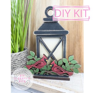Cardinals Branch Lantern Add on Insert DIY Craft Kit | Cardinals Decor | Christmas Bird Shelf Sitter | Interchangeable ck1546