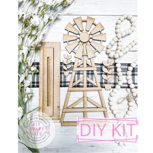Windmill DIY Kit | Farmhouse Decor | Everyday Decorative Craft | Wood Craft Kit | Unfinished Wood Blank | Home Decor Craft | Wood Cutout Set