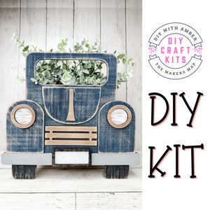 Vintage Truck Planter Box DIY craft kit | Shelf Decor | Unfinished Wood Blanks | Paint at home Home Decor | Farmhouse Boho |