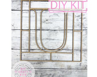 Square Monogram Letter U Frame Blank | Laser Cut Alphabet Outline | DIY Resin & Crushed Glass Art | Personalized Initial Wall Decor Made USA
