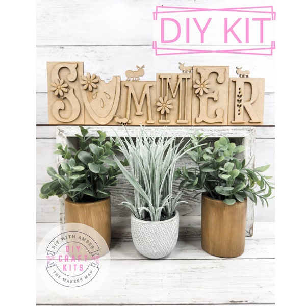 Summer Shelf Sitter Sign DIY Kit | Summer Decor | Blank Word Cutout | Farmhouse Summer | Mantle Decoration | Seasonal Home Decor |Wood Craft