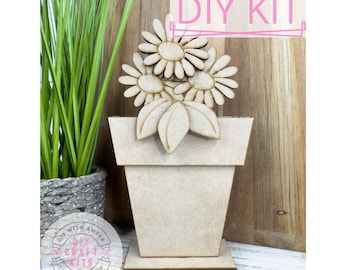 Flower Bouquet Hugger DIY Craft Kit | Spring Floral Decor | Wooden Flower Cutout | Flower Nursery Decor | Interchangeable ck1743