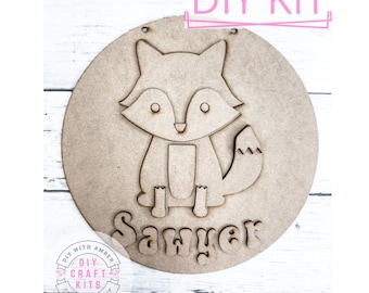 Fox Personalized Custom Name Sign DIY Kit | Kid's Fox Craft Kit | Fox Nursery Decor | Farmyard Decor | Kid's Room Decoration ck3101