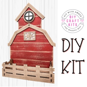 Old Barn DIY Kit | Unfinished Wood Blank Interchangeable Base | Home Decor for Shelf Sitter Year Round All Seasons | Farm Tiered Tray