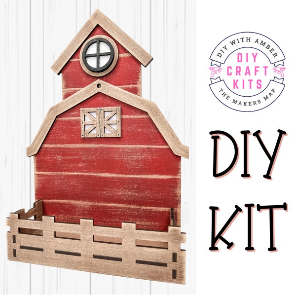 Old Barn DIY Kit | Unfinished Wood Blank Interchangeable Base | Home Decor for Shelf Sitter Year Round All Seasons | Farm Tiered Tray