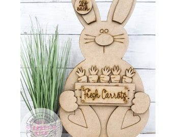 Big Bunny with Carrots DIY Kit | Large Easter Bunny Shelf Sitter | Kids Bunny Paint Craft | Rabbit Spring Craft Kit | ck0899