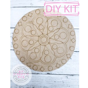 Mandala Coloring Board Style N DIY Craft Kit | Wood Blank paint activity easy | DIY zentangle | Geometric Mosaic Art