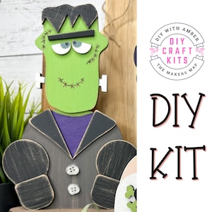 Frankenstein Shelf sitter blank DIY KIT | Unfinished Wood Craft | Halloween Home Decor | spooky
