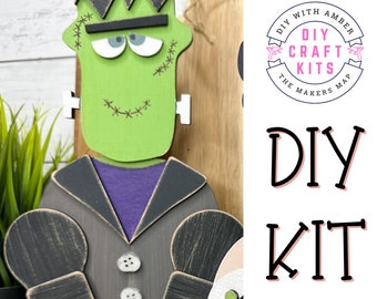 Frankenstein Shelf sitter blank DIY KIT | Unfinished Wood Craft | Halloween Home Decor | spooky Ck0456