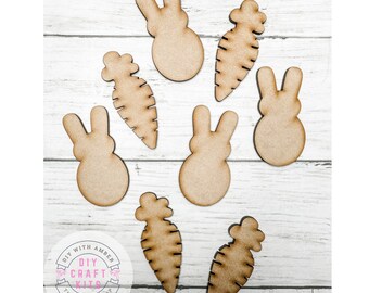 Easter Shapes Cut Outs Jar Fillers DIY Kit | Wood Bunny Shapes | Wood Carrot Shapes | Unfinished Wood Blank | Home Decor Craft ck0234