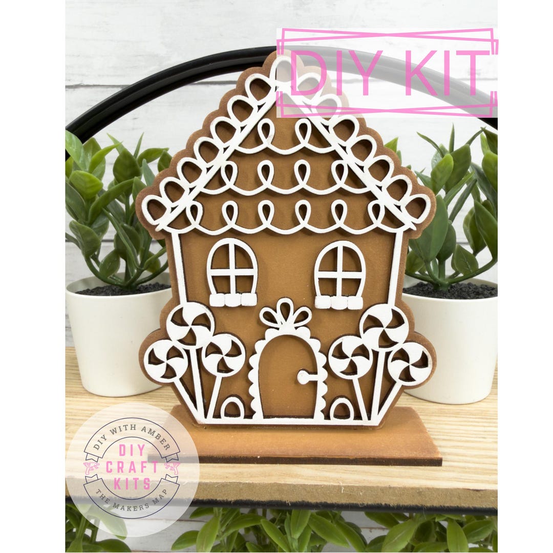 Little Single Story Gingerbread House DIY Kit | Unfinished Laser Cut ...