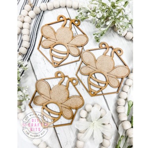 Spring Macrame Bumblebee Trio DIY Kit | Decorative Macrame Craft | Wood Craft Kit | Unfinished Wood Blank | Home Decor Craft
