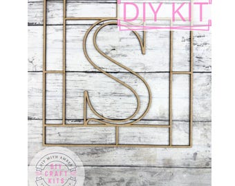 Square Monogram Letter S Frame Blank | Laser Cut Alphabet Outline | DIY Resin & Crushed Glass Art | Personalized Initial Wall Decor Made USA