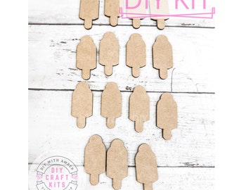 Mini Rocket Pop Wood Shapes Set | Summer Decor | Popsicle Silhouette | Home Decor Craft Set | Craft Trinkets | Miniature Wood Shape Cutouts