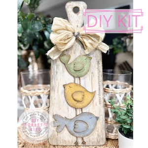 Stacked Birdies Cutting Board DIY Kit | Spring Counter Leaner Decor | Bird Lover Gift | ck2161