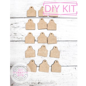 Mini Cow Tag Wood Shapes Set | Everyday Wood Cutout | Farmhouse Decor | Mini Cow Tag Silhouette | Decor Craft Set | Miniature Wood Shape
