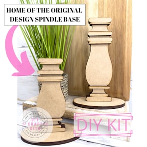 Tall Interchangeable Spindle Base DIY Craft Kit | Everyday Mantle Shelf Decor Wood | Seasonal for inserts | Adult Craft paint at home