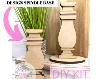 Tall Interchangeable Spindle Base DIY Craft Kit | Everyday Mantle Shelf Decor Wood | Seasonal for inserts | Adult Craft paint at home