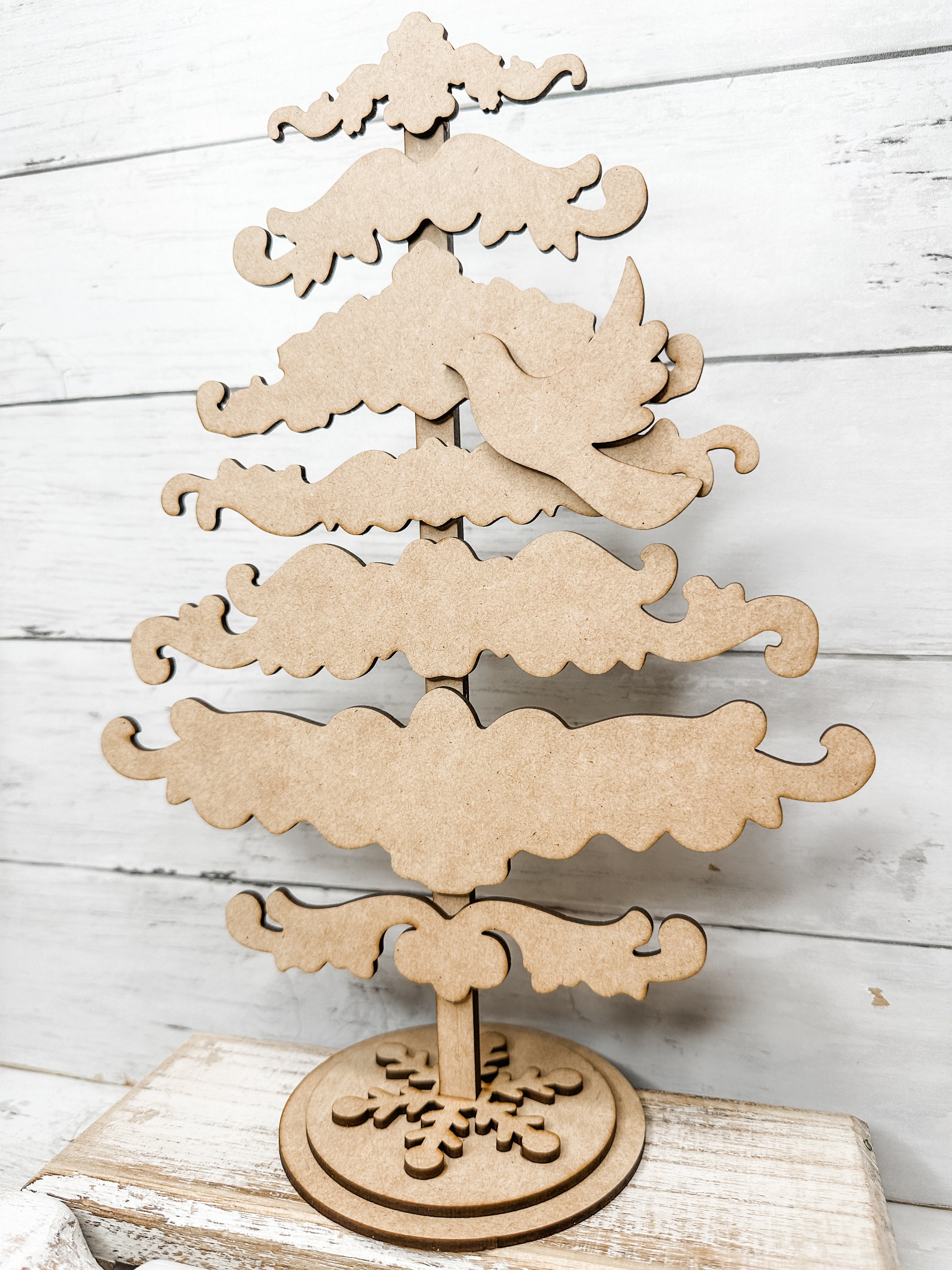 Slat Applique Tree With Round Stand Crafting DIY Kit | Unfinished Wood ...