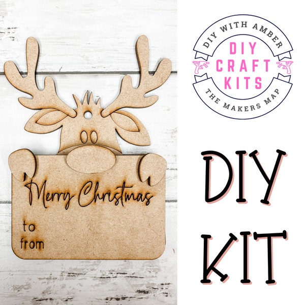 Reindeer Gift Card Holder Christmas Ornament | Easy Gift Idea | Xmas Tree Decoration | Unfinished Wood Kit |