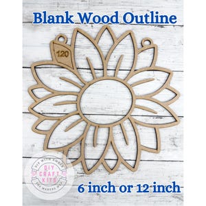 Unfinished Style 120 Open Sunflower Laser Cut Wood Outline Frame Blank DIY | Flower Sun Catcher Resin Crushed Glass Decor Faux Stained Glass