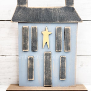 6 Window Saltbox House Shelf Sitter DIY Kit | Primitive Saltbox Silhouette | Farmhouse Salt Box House Shape | ck1147