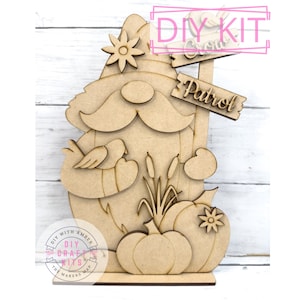 Fall Crow Patrol Gnome DIY Craft Kit | Free Standing Autumn Gnome Shelf Sitter | Scarecrow Gnome Wood Blank | Whimsical Thanksgiving Table