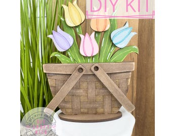 Tulips Add on Insert DIY Kit | Spring Floral Shelf Sitter | Flower Lover Gift Mantle Decor | Interchangeable Seasonal Decor | Adult Crafting