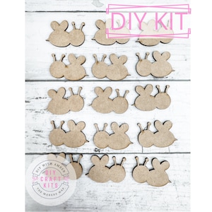 Mini Side View Bee Wood Shapes Set | Wood Cutouts | Bumble Bee Decor | Wooden Honey Bee Shape | Home Decor Craft Set | Craft Trinkets