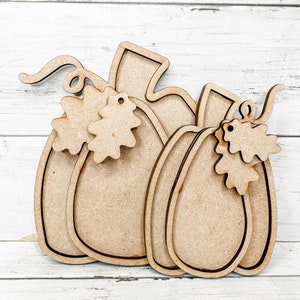 Framed Inlay Pumpkins DIY Unfinished Wood Craft Kit Tier Tray Home ...