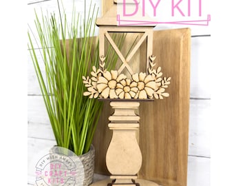 Flowers and Greenery Lantern Add on Insert DIY Craft Kit | Everyday Shelf Sitter | Floral Decor | Interchangeable DIY Kit | ck1643
