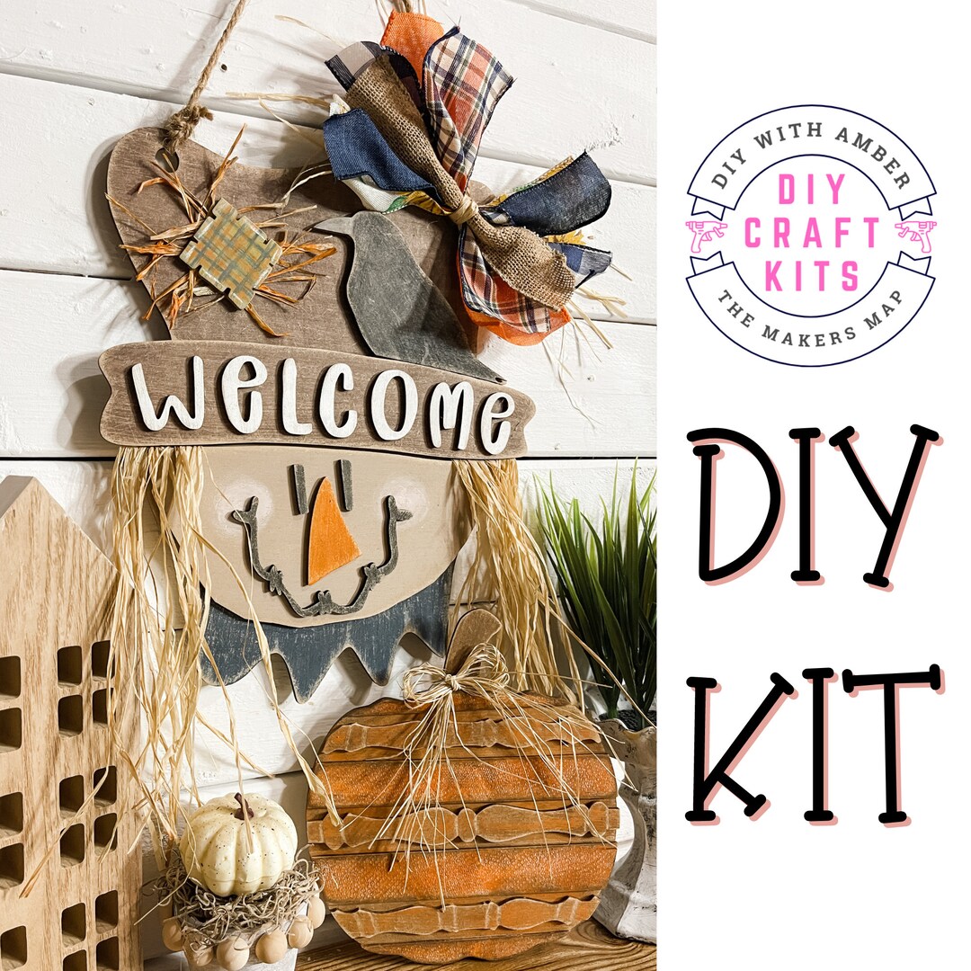 Scarecrow Fall Door Hanger CRAFT Kit DIY Unfinished Wood Paint Display