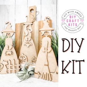 Good Witch Sisters Set of 3 DIY KIT shelf sitter | Unfinished Wood Craft Blanks |  | Halloween Home Decor