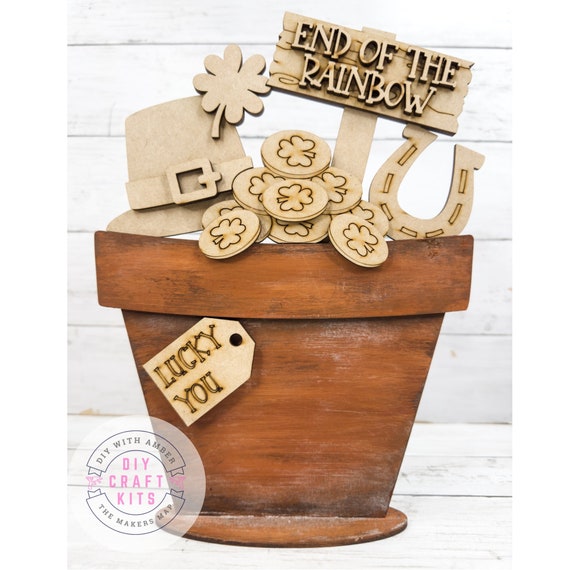 Lucky You Slot Insert for Interchangeable bases DIY Craft Kit | St Patricks Craft Kit | Unfinished Wood Blank | St Patty Day Decor |