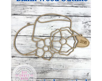 Unfinished Style 256 Cowgirl hat Laser Cut Wood Outline Frame Blank DIY | Cow Girl Hat Sun Catcher Resin Decor Faux Stained Crushed Glass