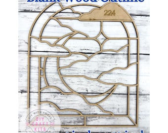 Unfinished Style 224 Arch Moon Laser Cut Wood Outline Frame Blank DIY | Wood Crescent Moon Suncatcher Resin Decor Faux Stained Crushed Glass