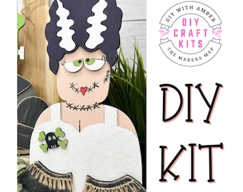 Bride of Frankenstein Shelf sitter blank DIY KIT | Unfinished Wood Craft | Halloween Home Decor | Ck0457