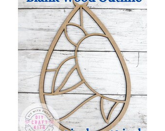 Unfinished Style 88 Tear Drop Turtle Laser Cut Wood Outline Frame Blank DIY | Ocean Sun Catcher Resin Crushed Glass Decor Faux Stained Glass
